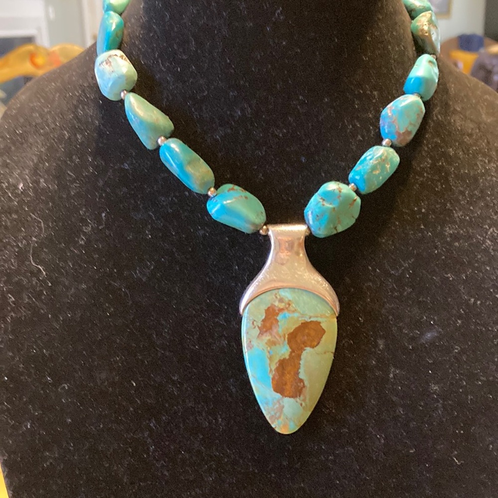 Barse and turquoise 925 Silver Necklace
